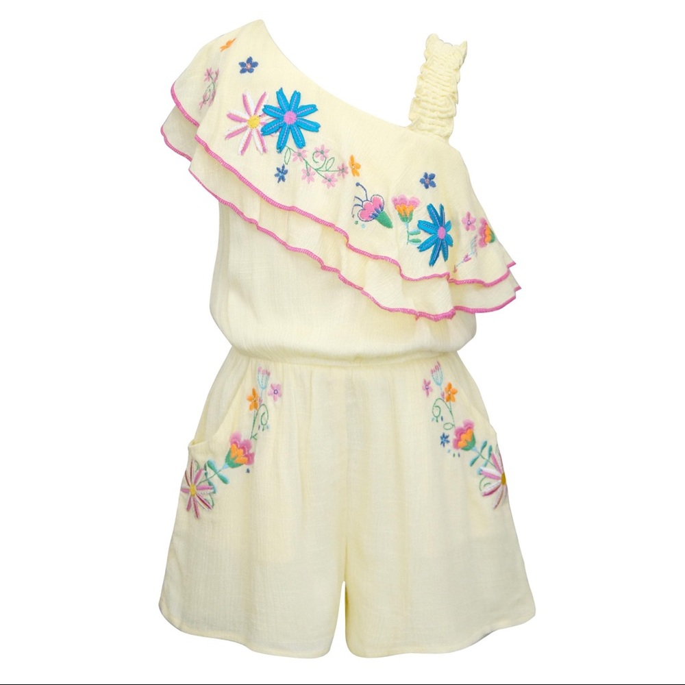 NWT - Hannah Banana - One-Shoulder Ruffle Romper